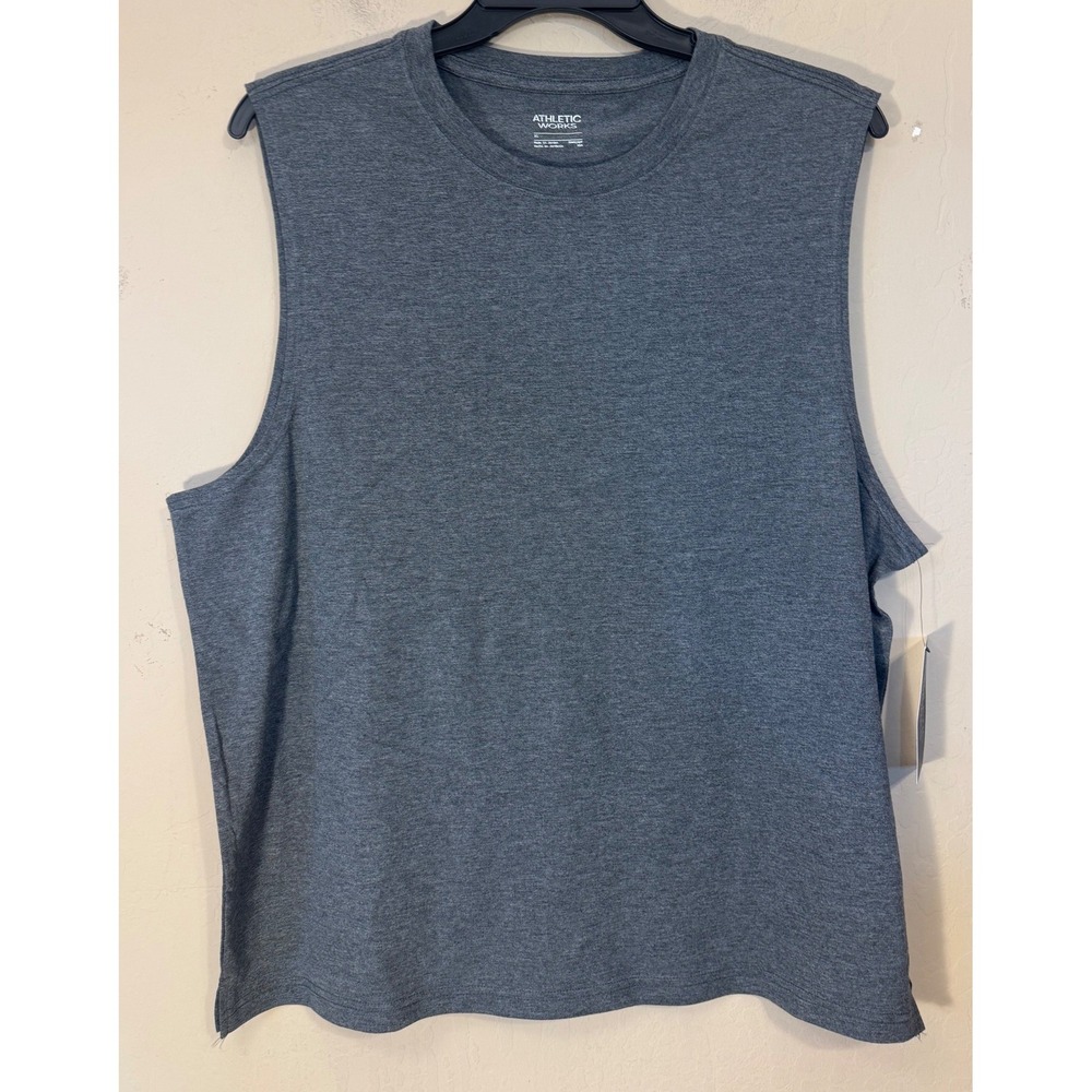Athletic Works Muscle Shirt Men XL Gray Sleeveless Tee Tank Top Gym Training NEW